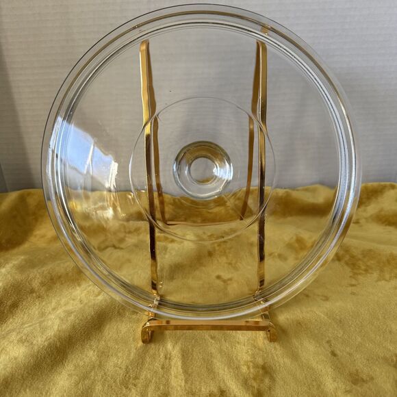 Casserole Clear Glass Replace Lid 9-1/2" OD ~ 9" Inner Ring Round Knob - Picture 1 of 3